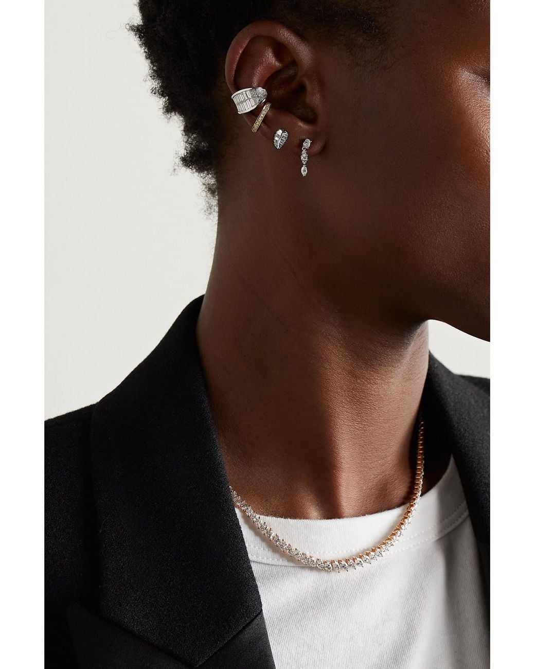 Anita Ko Natural Palm Leaf Small 18-Karat Diamond Earrings