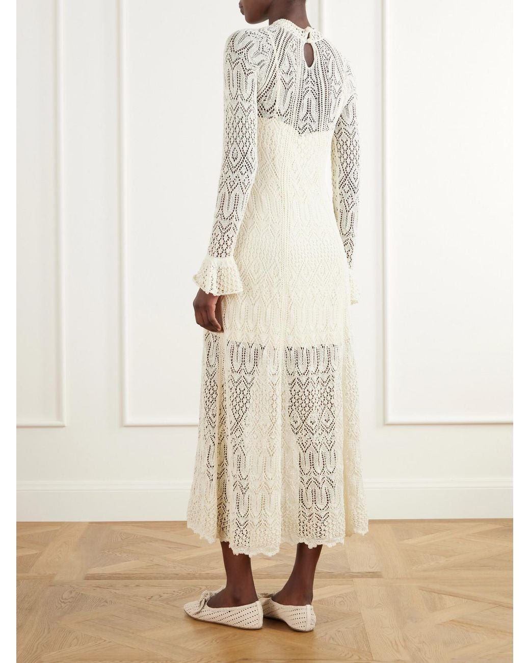 Zimmermann Natural Fairlight Pointelle-Knit Midi Dress