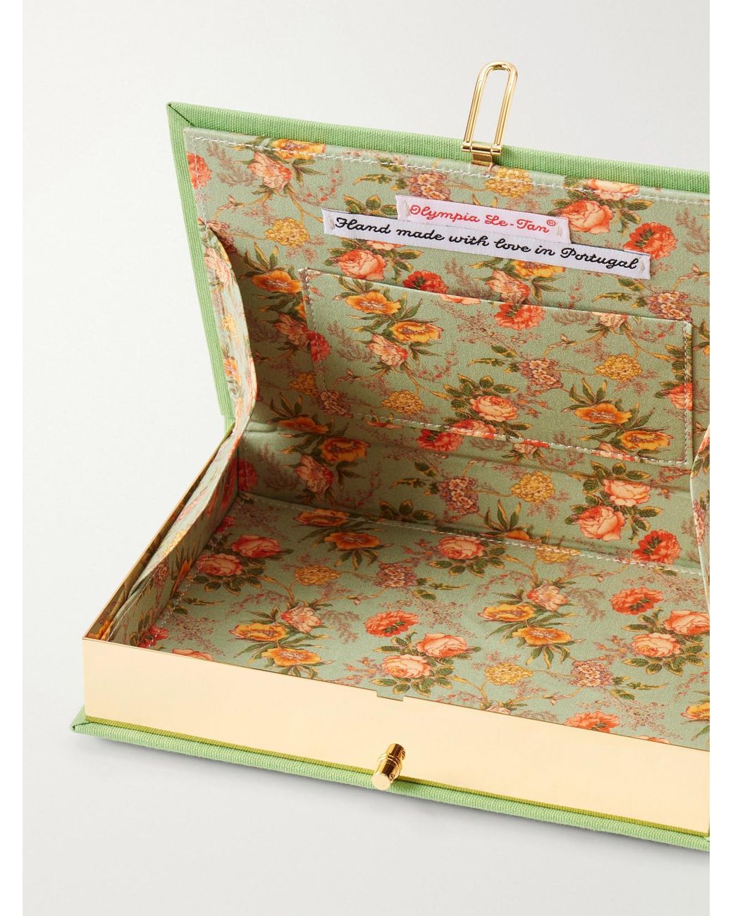 Olympia Le-Tan Green Dandelion Embroidered Canvas Clutch