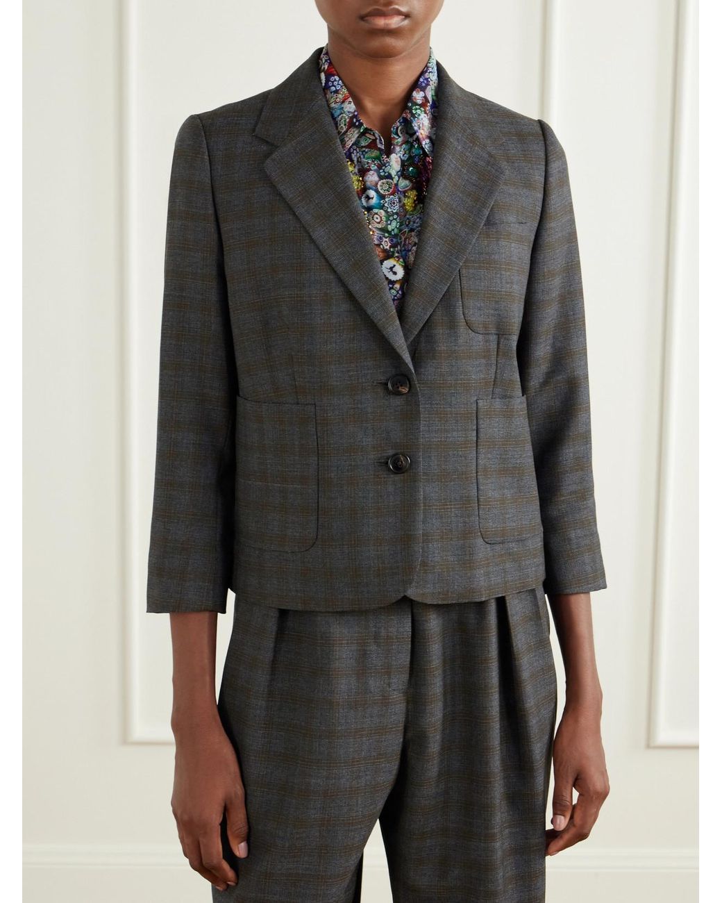 Dries Van Noten Black Checked Wool Blazer