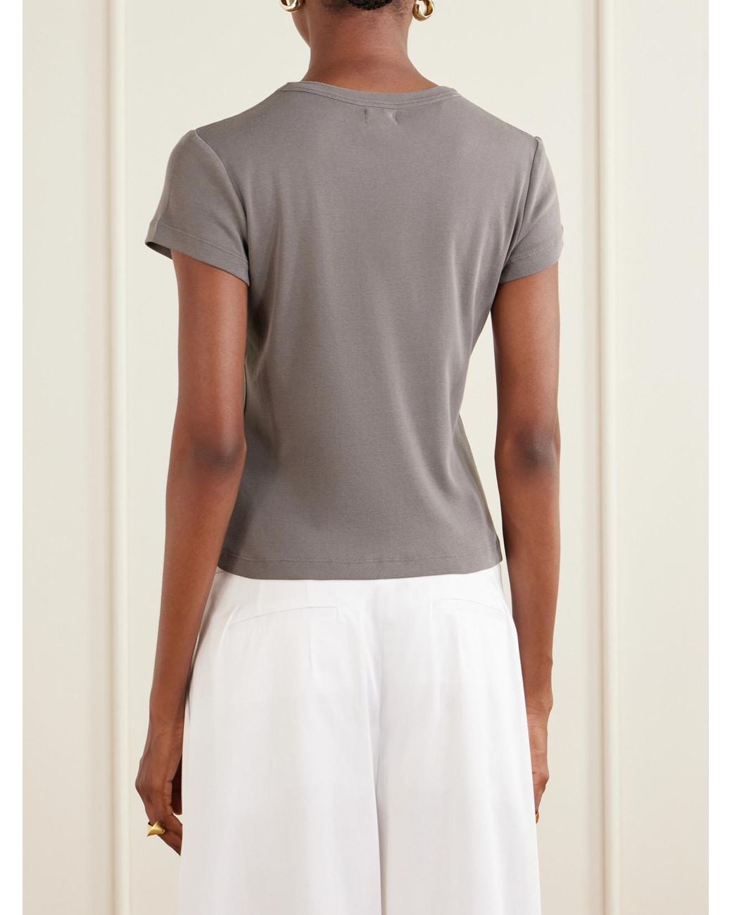 St. Agni Gray Baby Tee Organic Cotton-Jersey T-Shirt