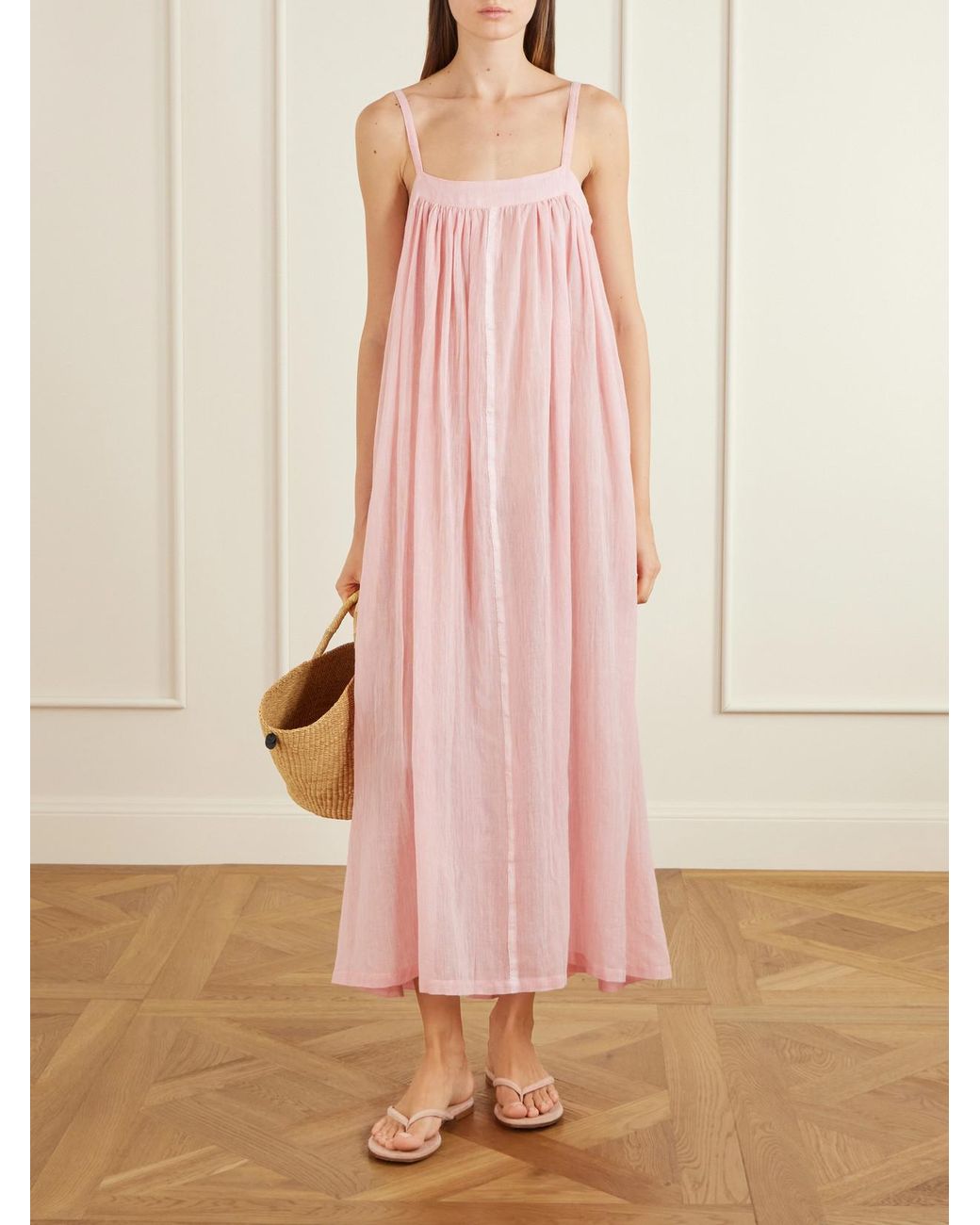 Lemlem Pink Eda Cotton-Gauze Maxi Dress
