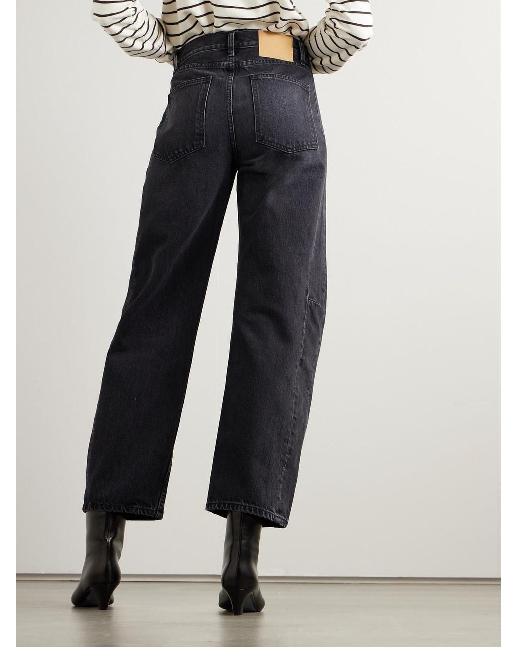 B Sides Blue Slim Lasso Cropped Mid-Rise Barrel-Leg Jeans