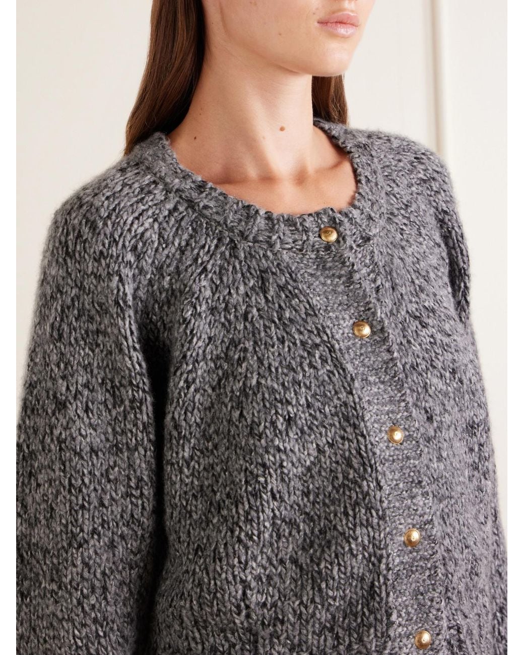 Khaite Gray Niels Cashmere And Silk-Blend Cardigan