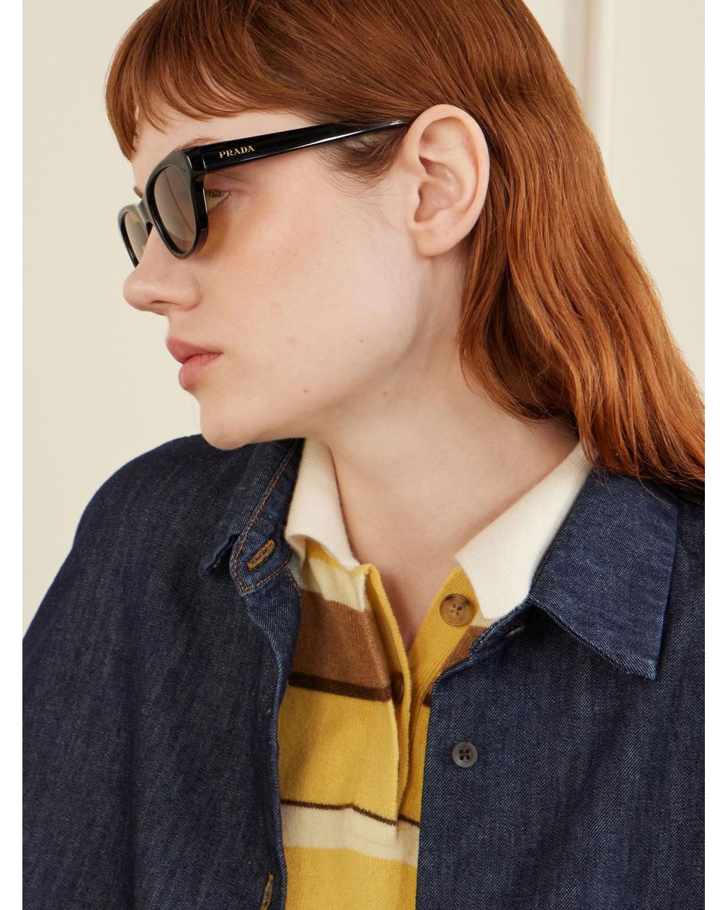 Prada Natural D-Frame Acetate Sunglasses