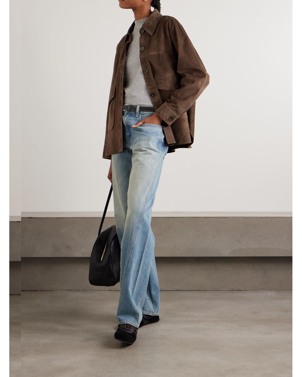 Arma Brown Kaylee Oversized Paneled Suede Jacket