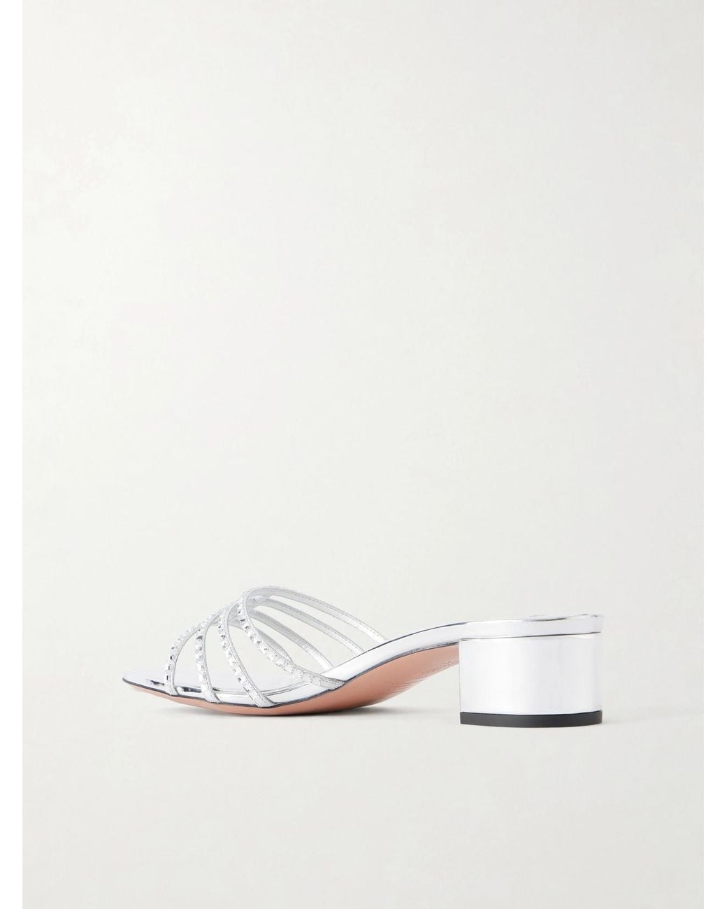 Aquazzura Natural Sensation 35 Embellished Metallic Leather Mule