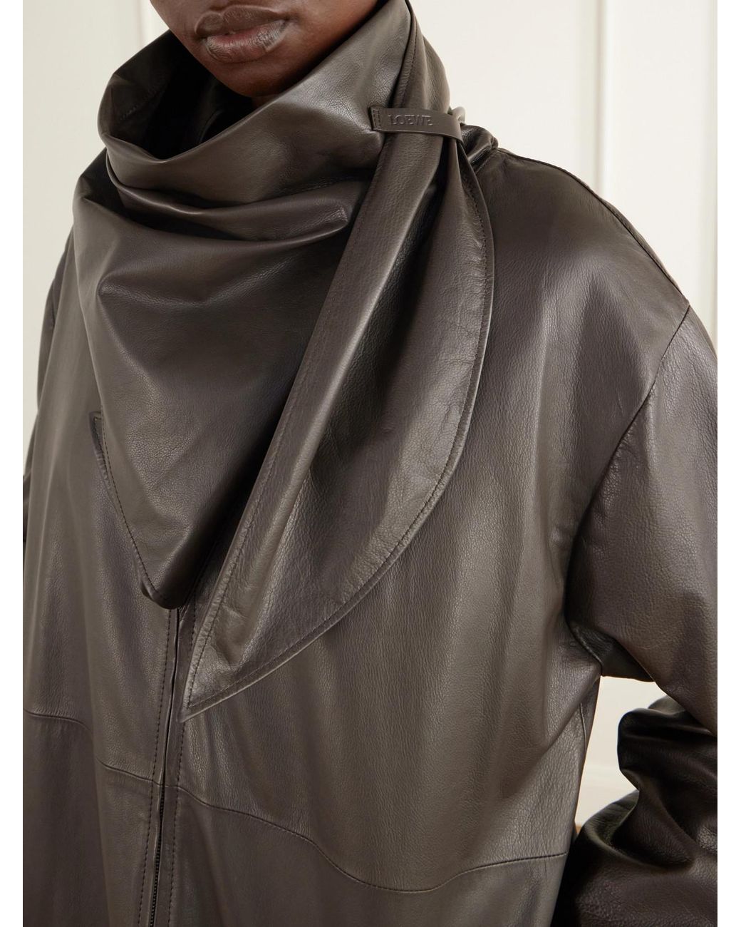 Loewe Black Scarf-Detailed Leather Jacket
