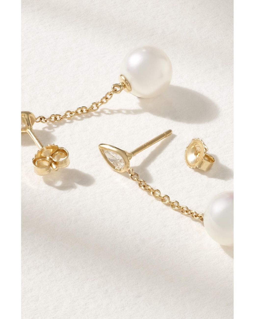 Mizuki Natural 14-Karat, Pearl And Diamond Earrings