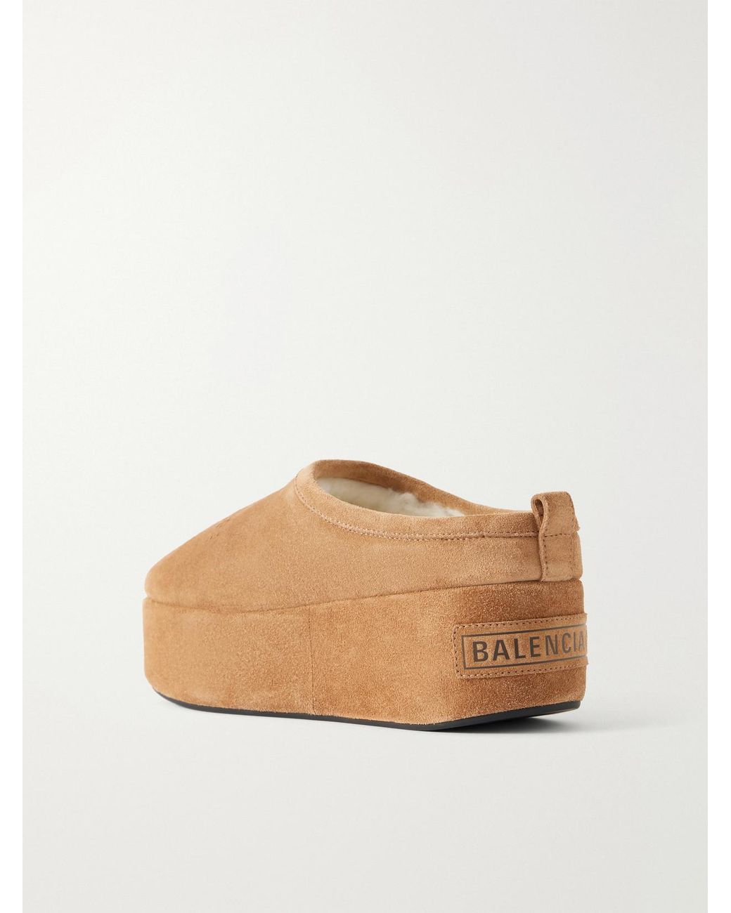 Balenciaga Natural Alaska Platform Suede Mules