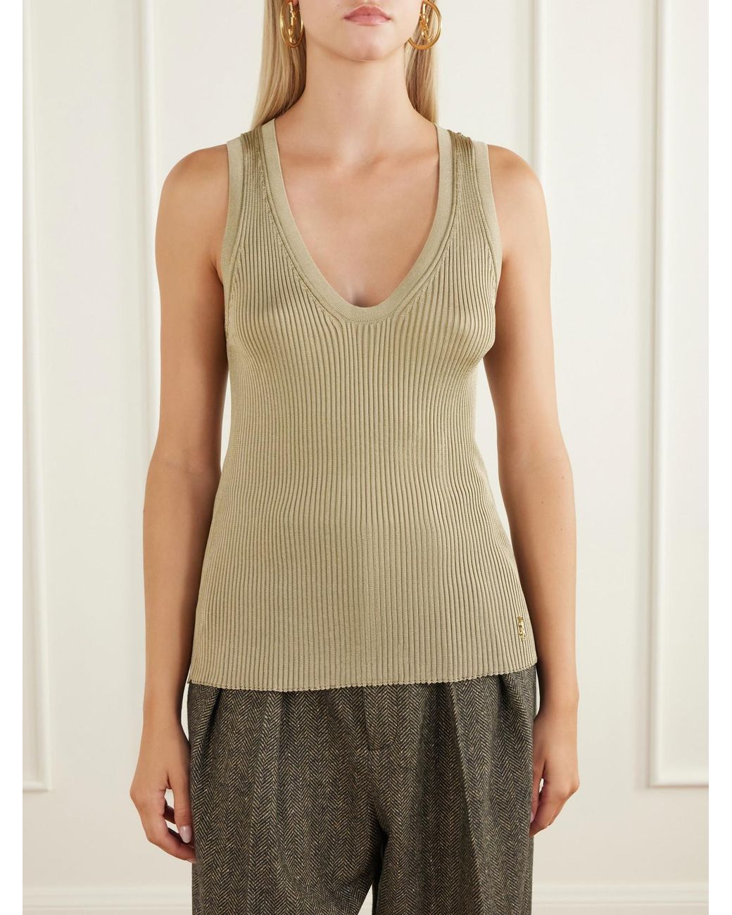 Saint Laurent Natural Ribbed Tank