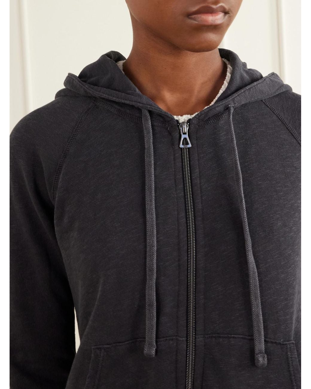James Perse Black French Cotton-Terry Hoodie