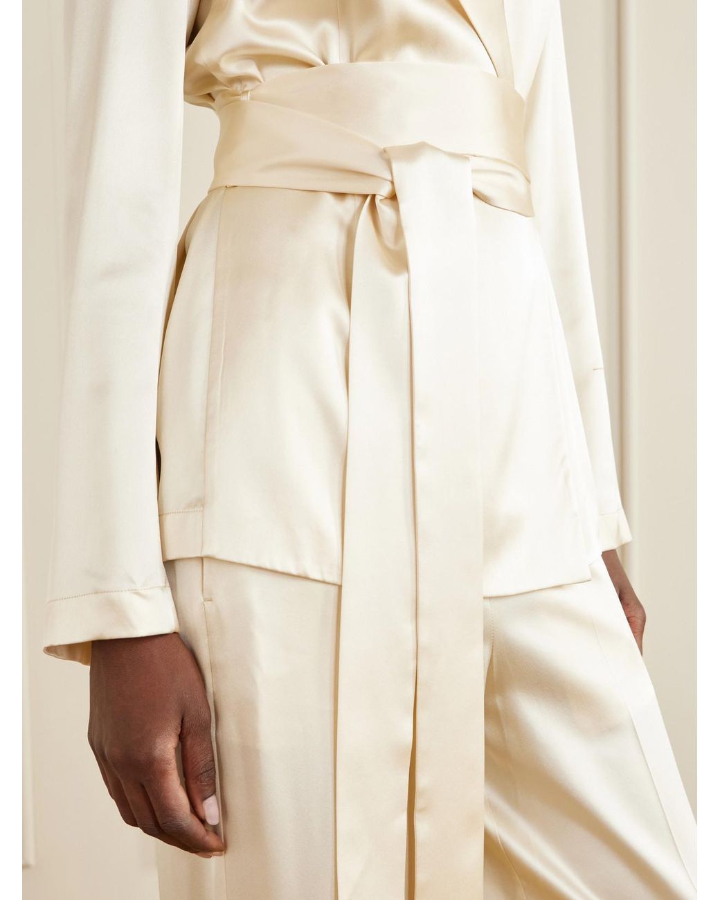 Joseph Natural Archer Belted Silk-Satin Jacket