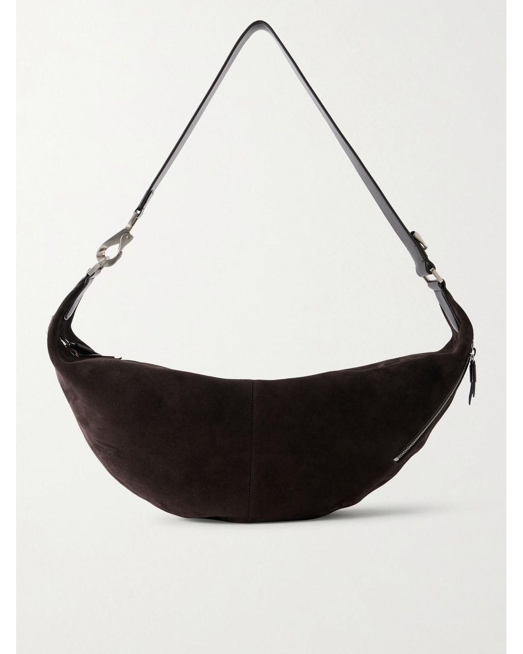 Lemaire Black Quiver Clip Mini Leather-Trimmed Suede Shoulder Bag