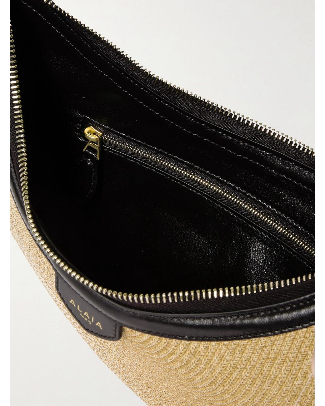 Alaïa Natural Demi Leather-Trimmed Raffia Shoulder Bag
