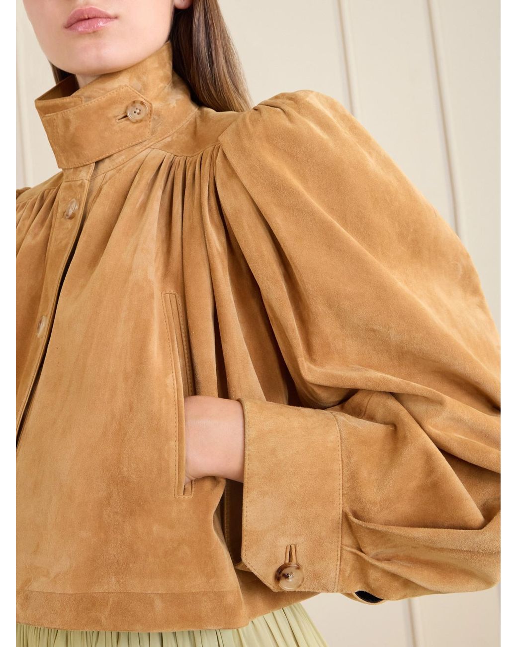 Chloé Natural Cropped Suede Jacket