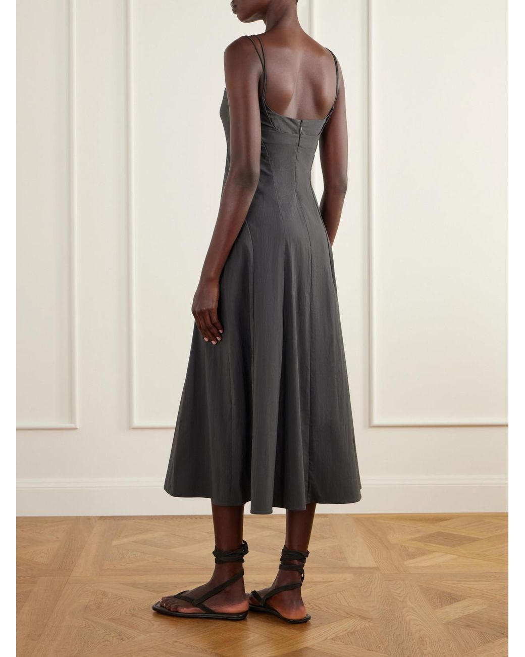 St. Agni Gray Paneled Shell Midi Dress