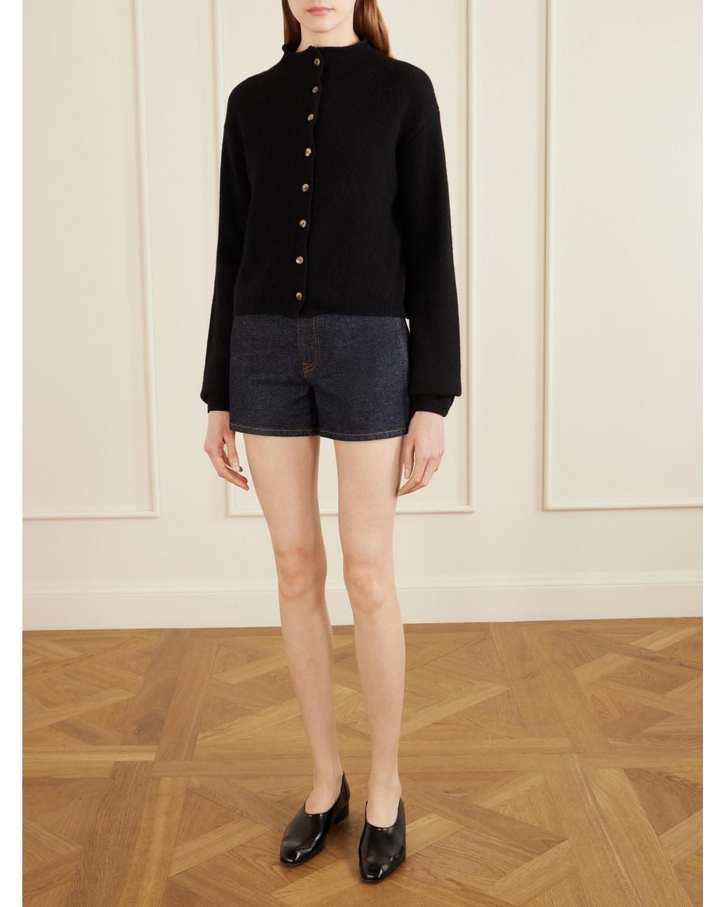 Khaite Blue Danya Straight-Leg Denim Shorts