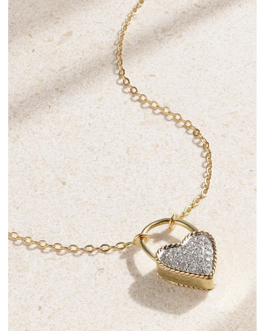 Yvonne Léon Natural Cadenas Coeur 9 And 18-Karat Diamond Necklace