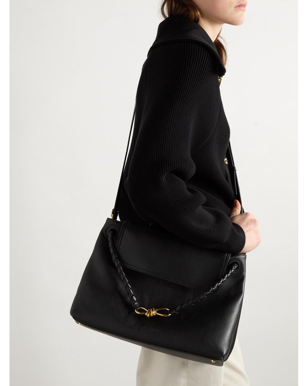 Bottega Veneta Black Ciao Ciao Medium Intrecciato Leather Tote