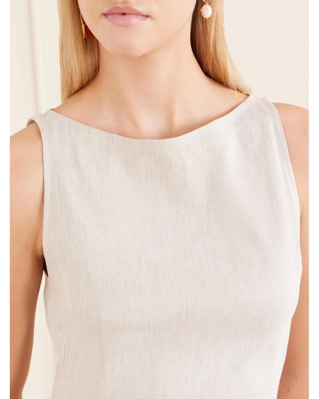 Staud White Linen-Blend Maxi Dress