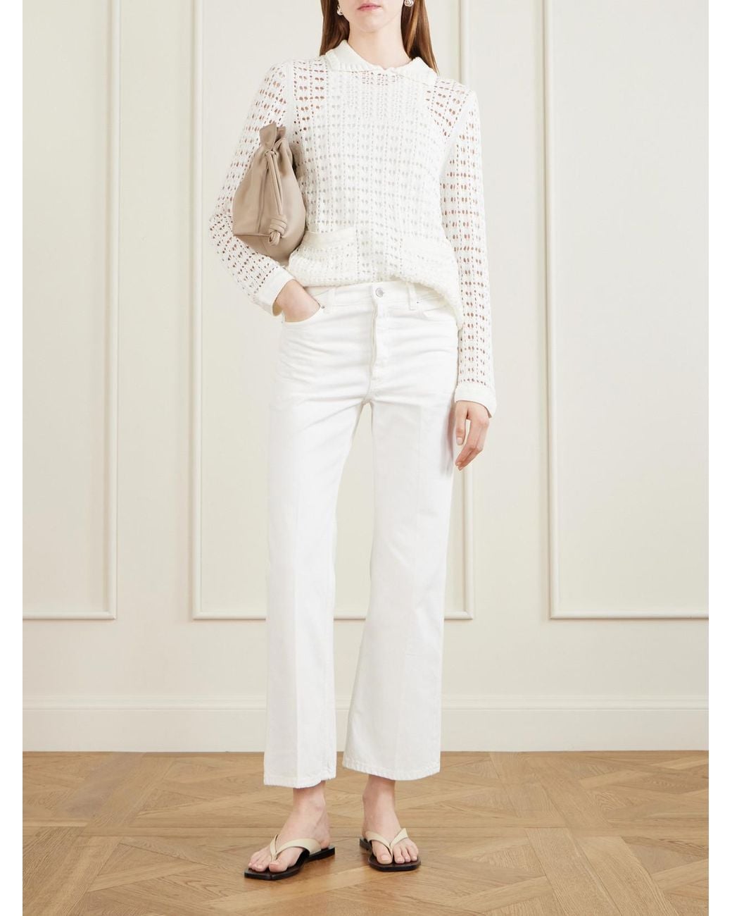 arch4 White Sunny Crocheted Cotton Sweater