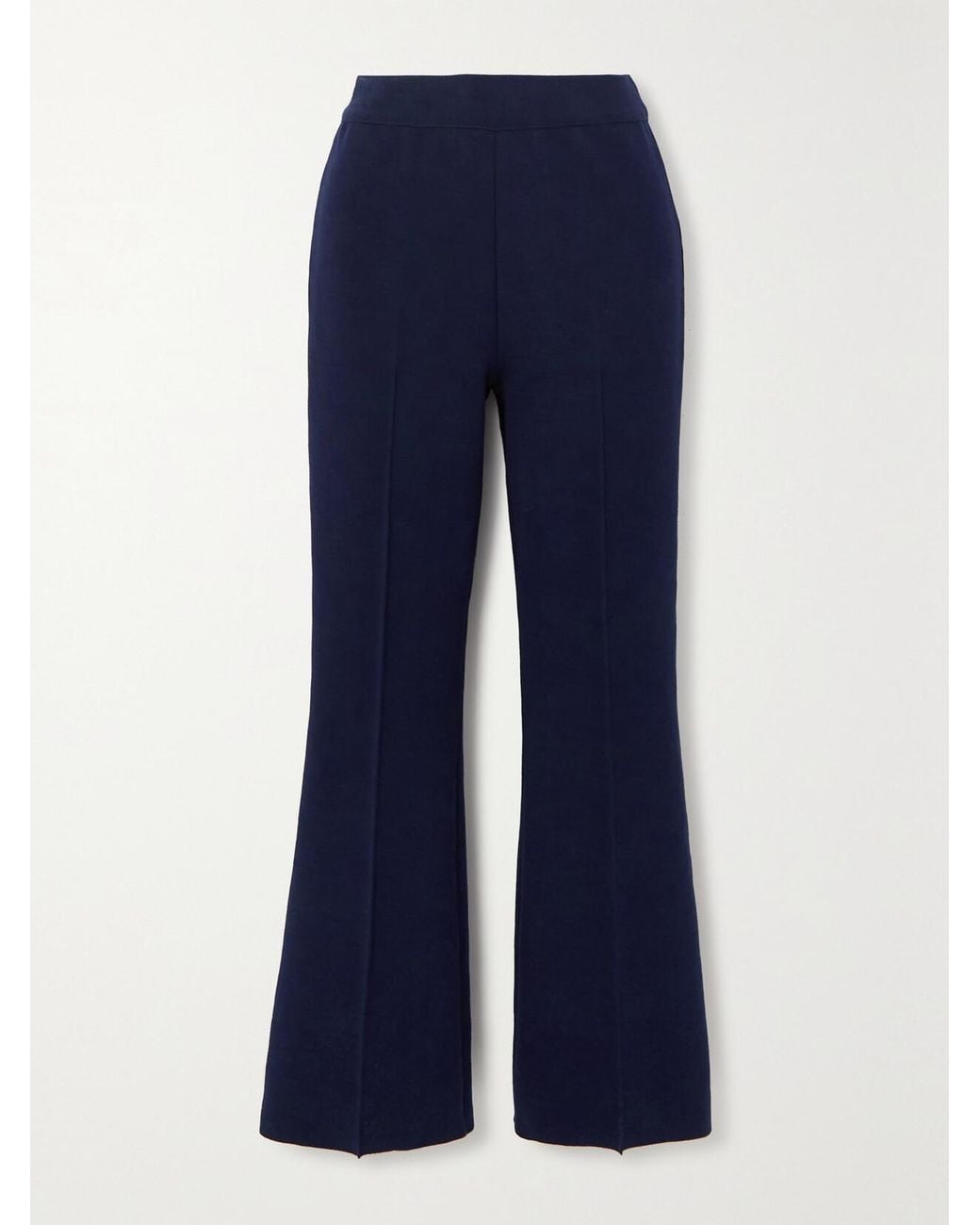 High Sport Blue Kick Cropped Stretch-Cotton Flared Pants