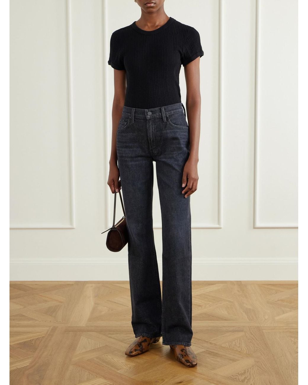 Mother Blue The Reifler Stretch Mid-Rise Straight-Leg Jeans