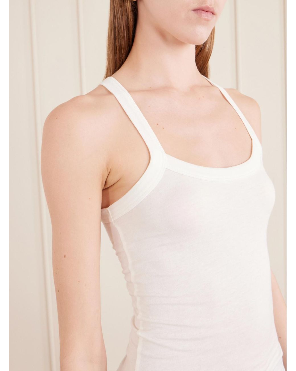 ÉTERNE White Duke Cotton-Blend Tank