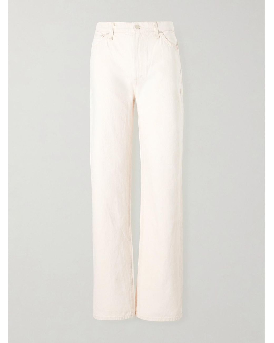 Mother White The Dodger Skimp Mid-Rise Straight-Leg Jeans