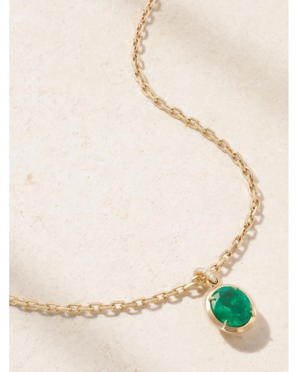 Anita Ko Natural 18-Karat- Emerald And Diamond Necklace