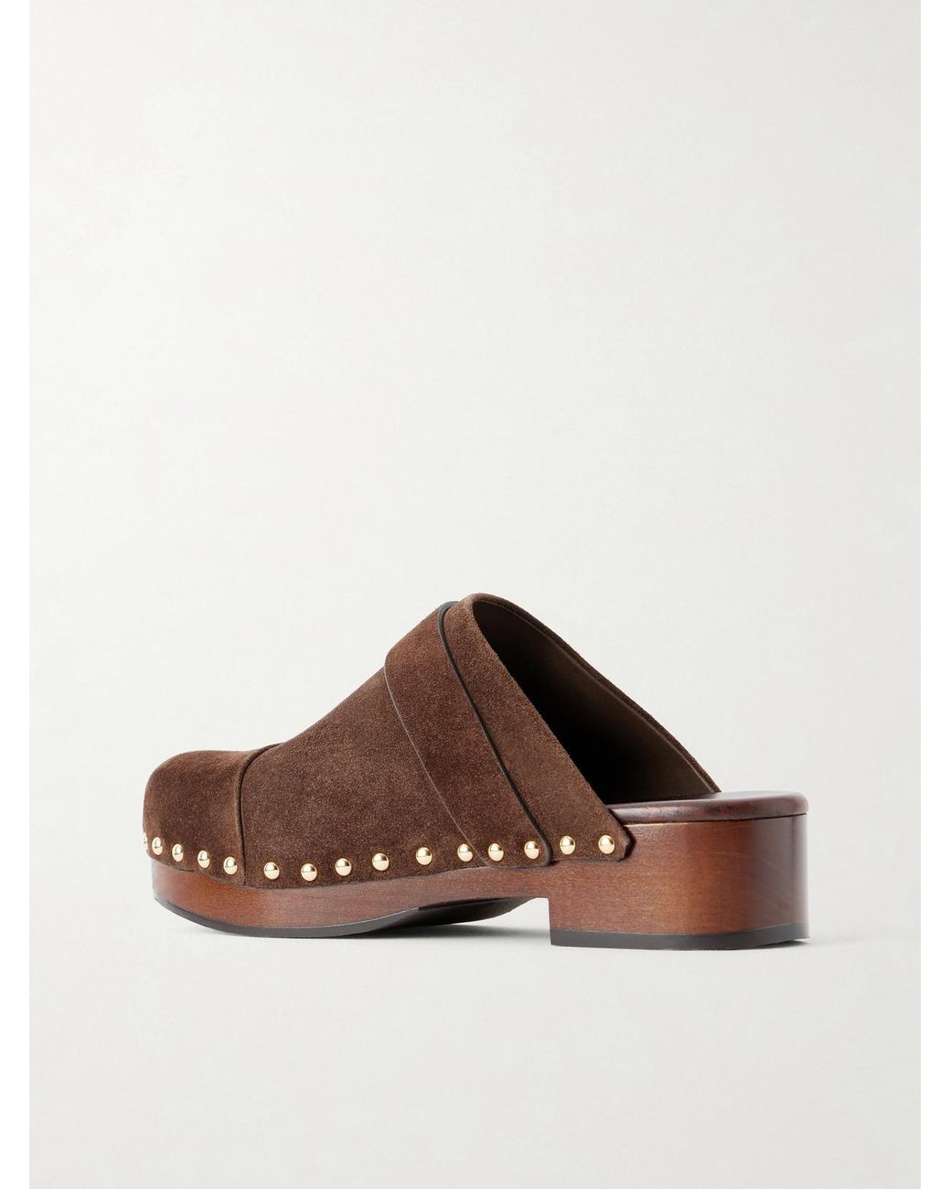 Chloé Brown Jeannette Embellished Suede Clogs