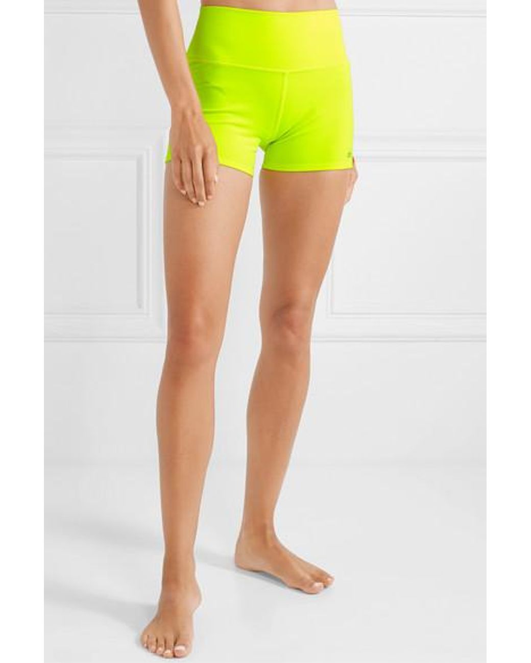 Alo Yoga Airbrush Neon Stretch Shorts in Yellow