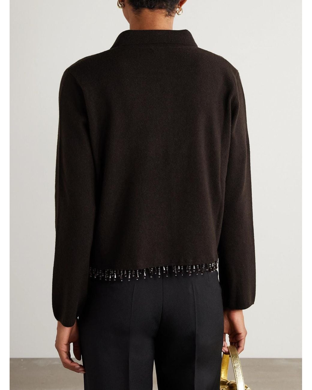 Bode Black Embellished Wool And Cashmere-Blend Cardigan