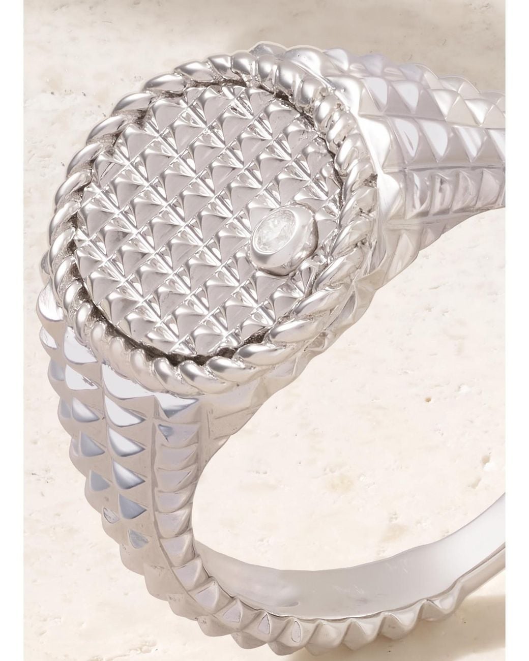 Yvonne Léon Natural 9-Karat Diamond Signet Ring