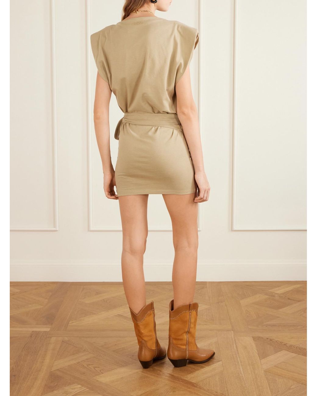 Isabel Marant Natural Marielle Draped Cotton Mini Dress
