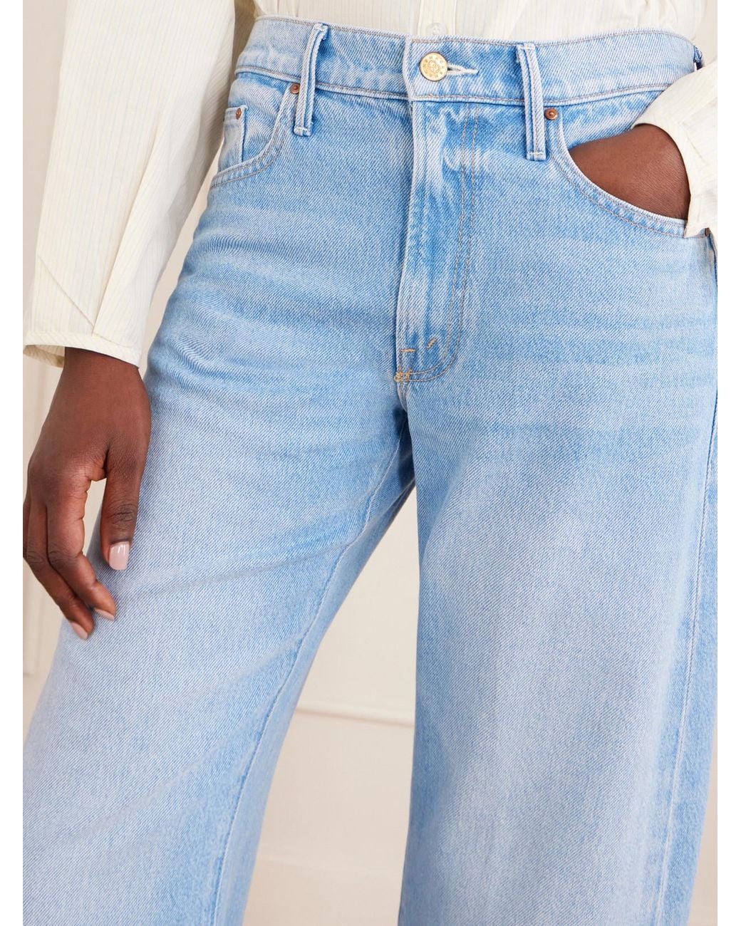Mother Blue The Whip Skimp Mid-Rise Wide-Leg Jeans
