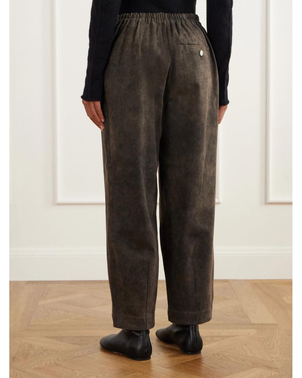 Lauren Manoogian Green Pleated Cotton-Twill Tapered Pants