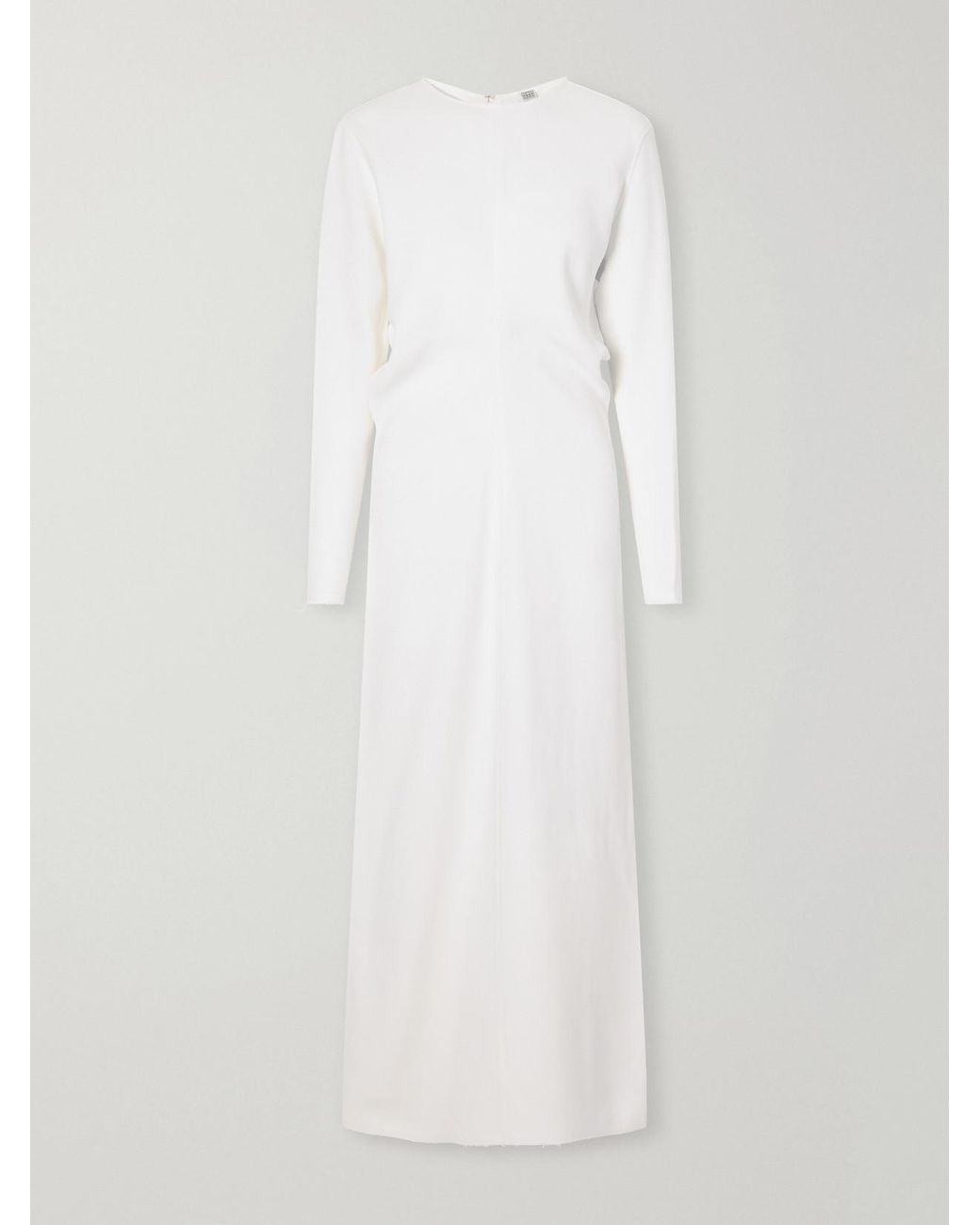 Totême White Gathered Crepe Maxi Dress