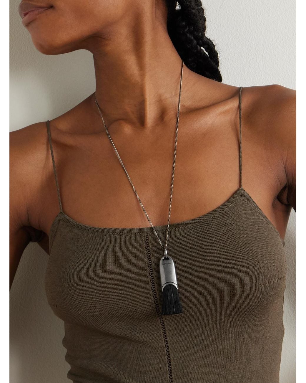 Lemaire Personal Brush-Tone And Horse Hair Necklace in White | Lyst