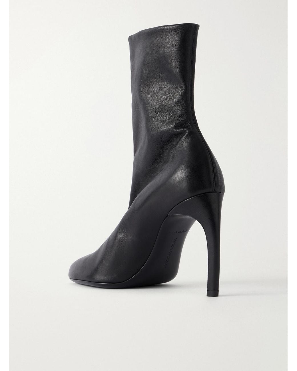 Victoria Beckham Black Harlow Distressed Leather Ankle Boots