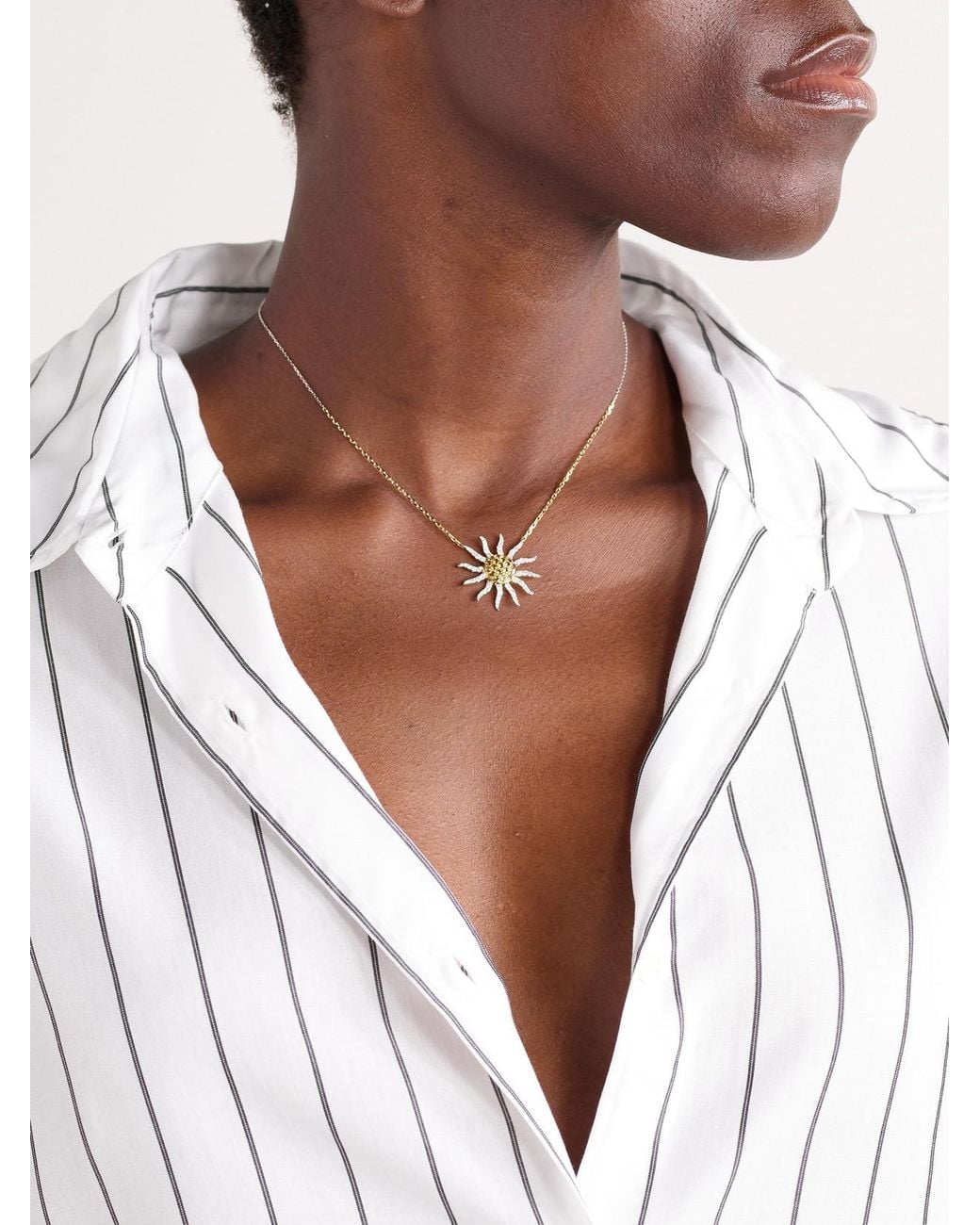 Yvonne Léon Natural Soleil 18-Karat And, Citrine And Diamond Necklace
