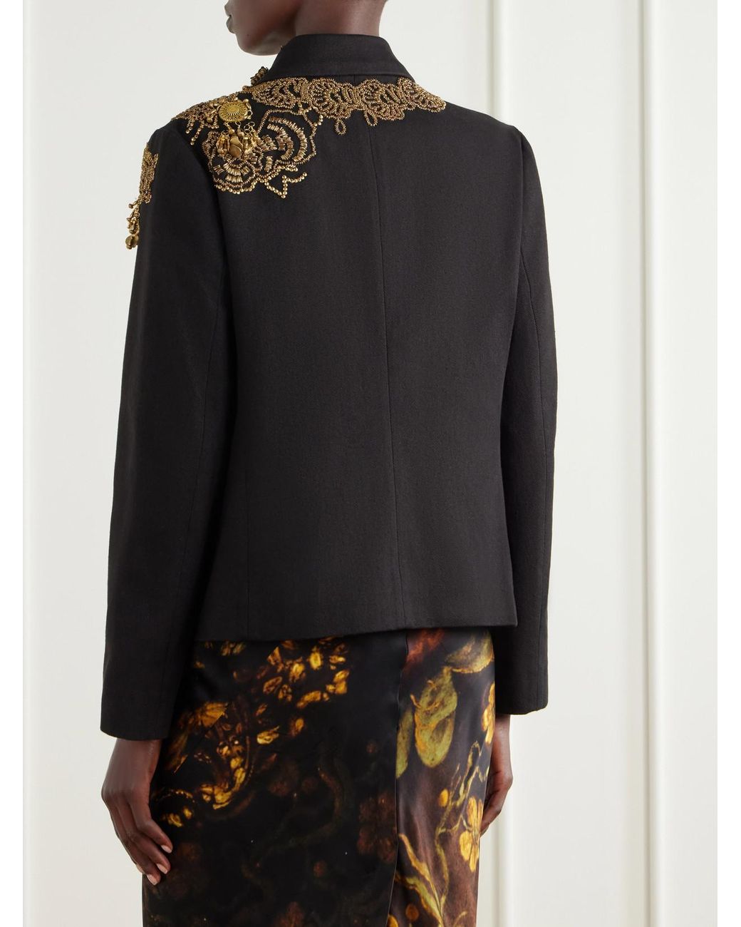 Dries Van Noten Black Embroidered Cotton-Twill Jacket
