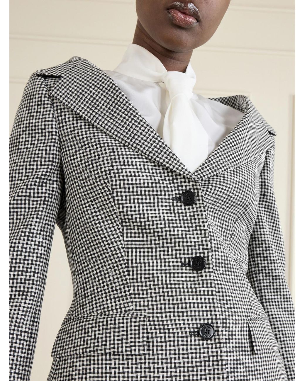 McQueen Gray Gingham Wool Jacket