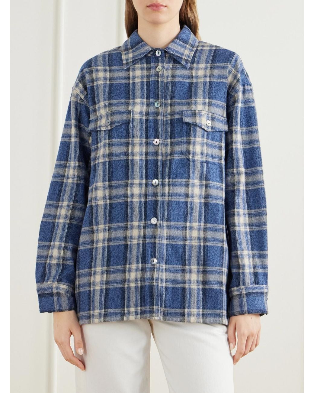 Citizens of Humanity Blue Checked Cotton-Flannel Shirt
