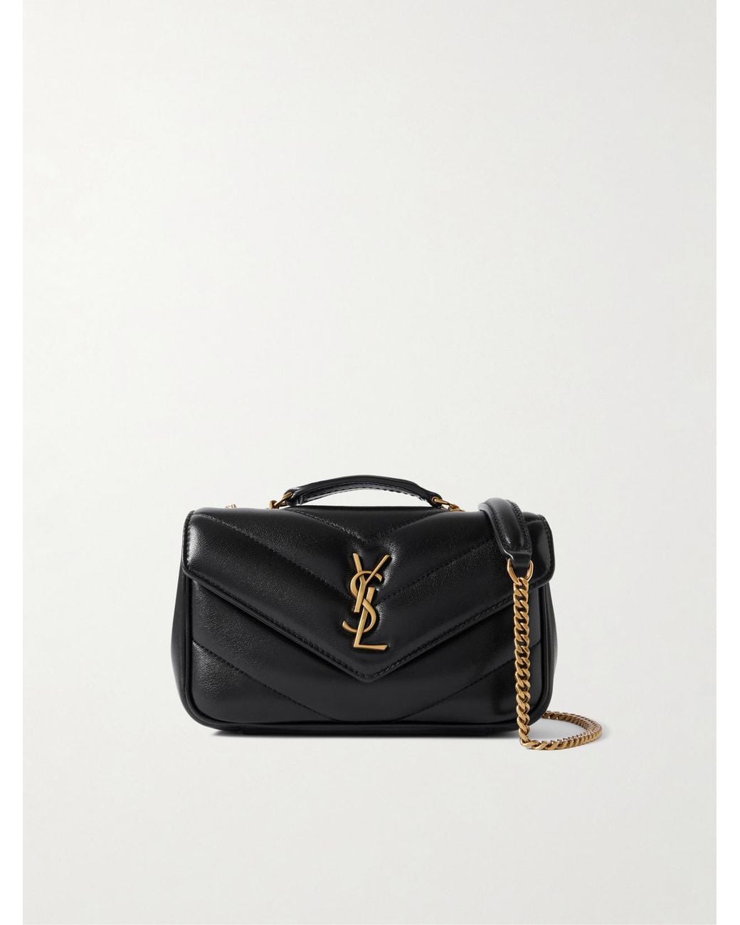 Saint Laurent Black Loulou Mini Matelassé Leather Shoulder Bag