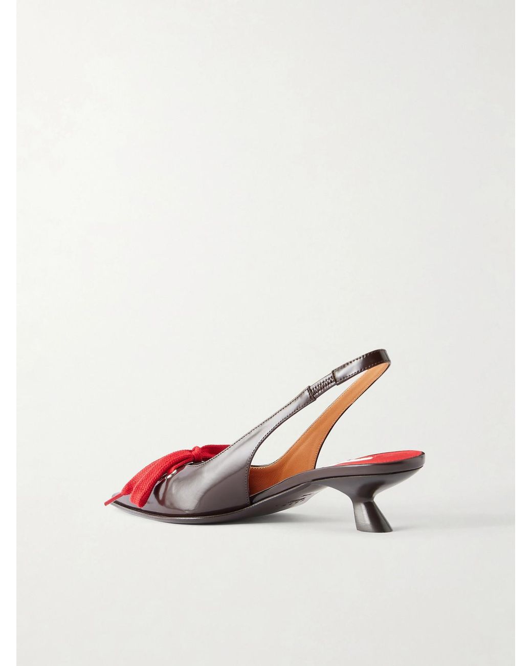 Marni Brown Kat Lace-Up Leather Slingback Pumps