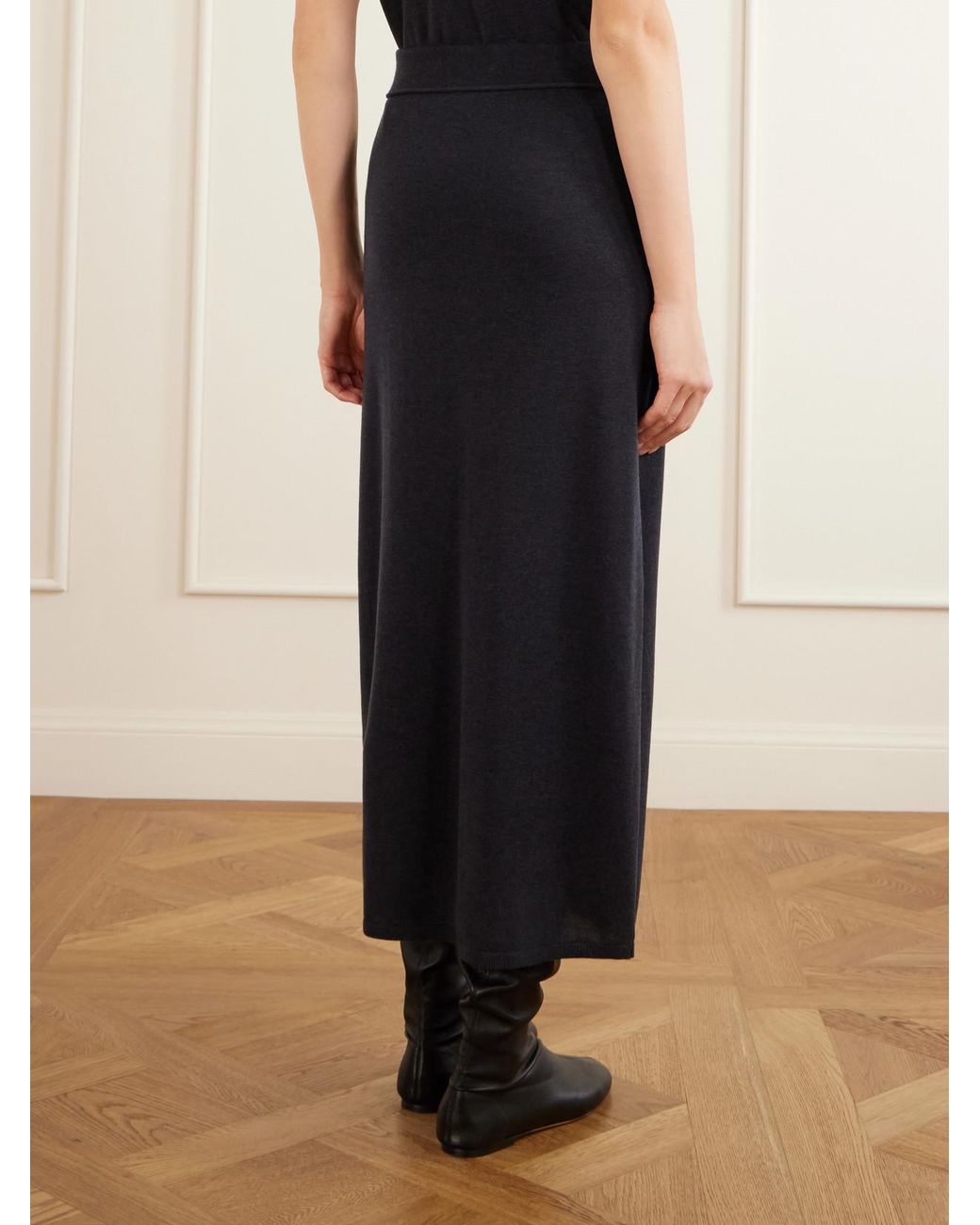 Totême  Blue Lyocell And Cashmere-Blend Midi Skirt