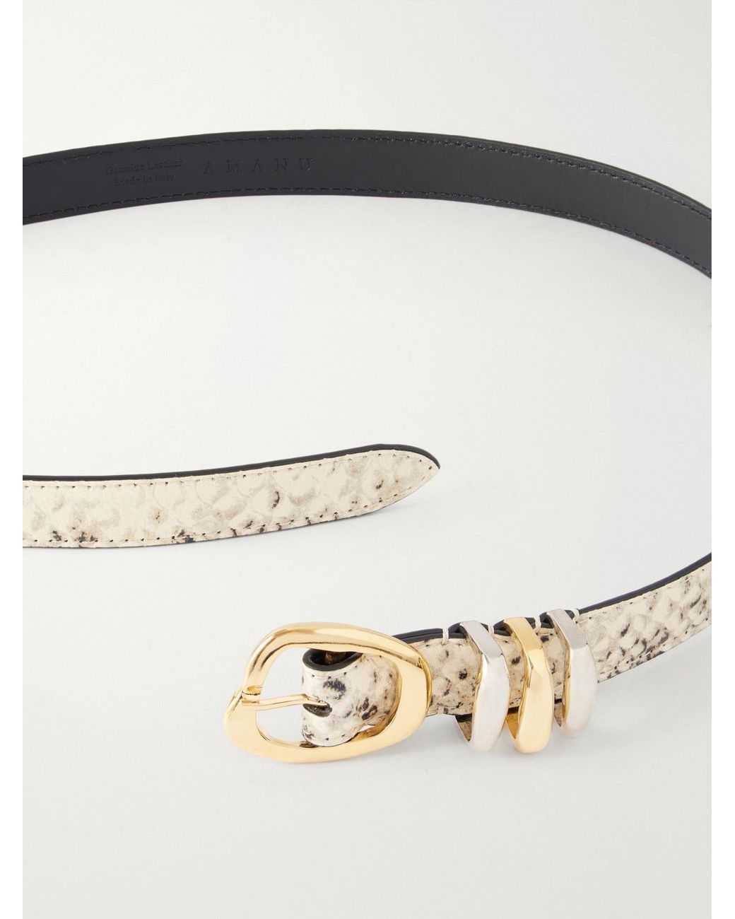 Amanu Natural Tugela Snake-Effect Leather Belt