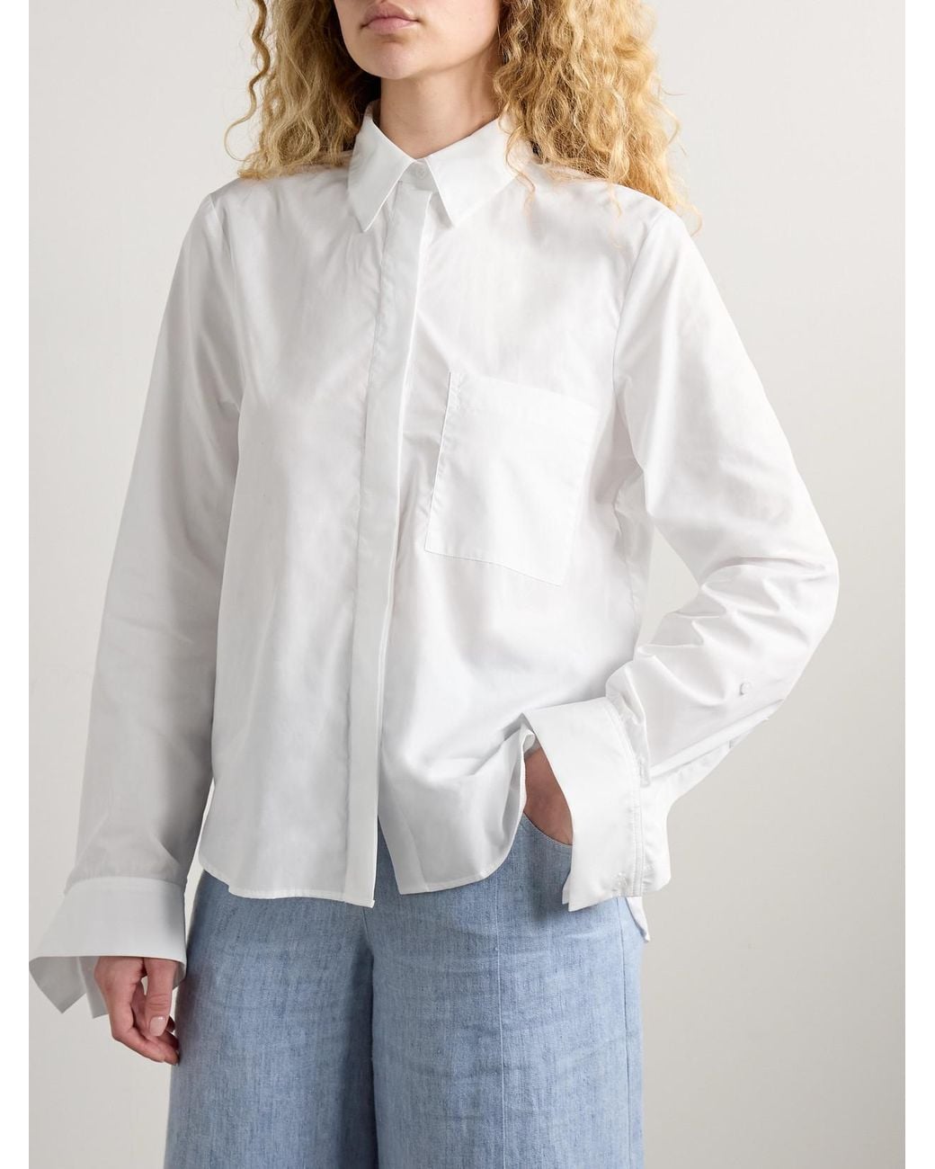 Twp White Boyfriend Cotton-Poplin Shirt